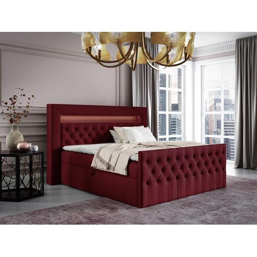 Boxspringbett Schlafzimmerbett ERNESTO Nr.1 180x200cm in Elisa Velvet Bordeauxrot