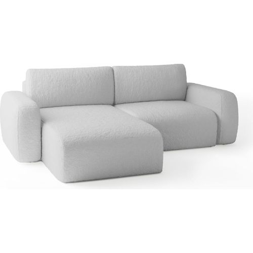 MEBLITO Ecksofa Big Sofa Sassari mini Universell Eckcouch mit Schlaffunktion Couch Sofagarnitur Hellgrau (Anthology 15)