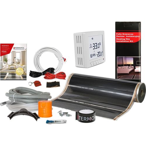 Termofol Elektrische Fußbodenheizung Heizfolie 230V mit Thermostat H2, Leistung 220 W/m2, 10 m²