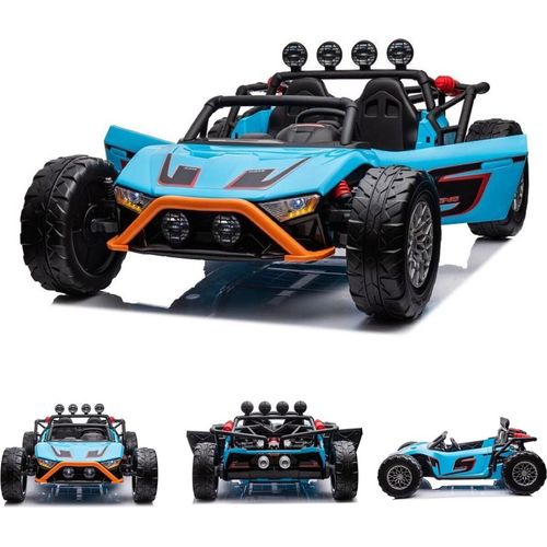 ES-Toys Kinder Elektroauto Buggy 168 Zweisitzer EVA-Reifen 2 Motoren bis 12 km/h blau