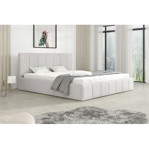 Polsterbett Doppelbett DETROIT 160x200cm Stoff Freya Hellgrau