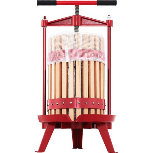 VEVOR Obstweinpresse, 18 l, Gusseisen, manuelle Traubenpresse für Weinherstellung, Apfelwein / Tinktur / Gemüse / Honig / Olivenölpresse mit Buchenholz Hohlkorb T-Griff 0,3 cm dicker Teller 90 cm