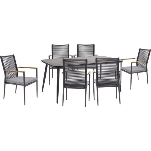 Gartenmöbel-Set - Anthrazit - Grau - Aluminiumgestell - Glasplatte - Olefin
