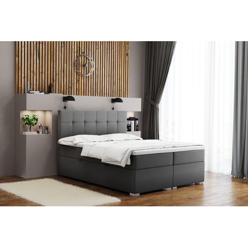 Kaiser Möbel Boxspringbett mit matratze und bettkasten, Schlafbett LINDT Grau 200x200 cm