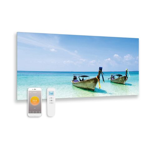 Infrarot-Panel aus bedrucktem Glas mit Wifi und Fernbedienung Meer 119x59 700Watt