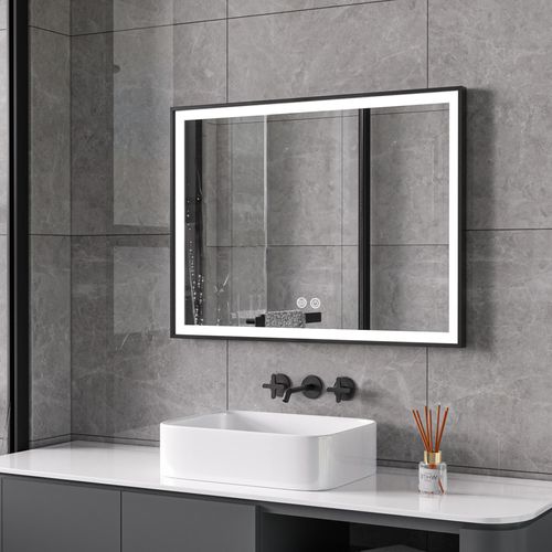Badezimmer Spiegel - Schwarz - 30Watt, 60x80cm