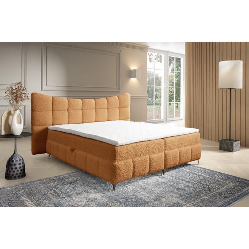 Boxspringbett Bett Schlafzimmerbett NOVA 160x200cm Stoff Rolf Honiggelb