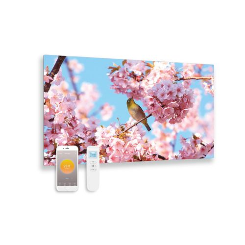 Infrarot-Panel aus bedrucktem Glas mit Wifi und Fernbedienung Blüte 100x59 580Watt