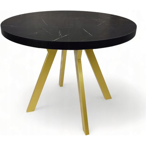 Gold Metall + BLACK Marmor runder Tisch Ungeklappt Ø100 cm Marmor Gold