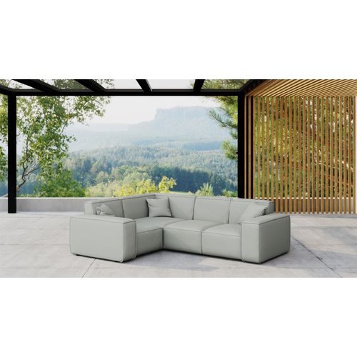 Garten Ecksofa SUMMER wetterfester Stoff NXL Hellgrau kurzer Schenkel Links