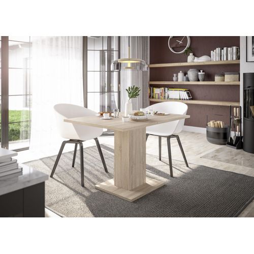 Säulen-Esstisch ></noscript>Tap< ausziehbar bis 160cm, in eiche sägerau - 120/160x76x80cm (BxHxT)