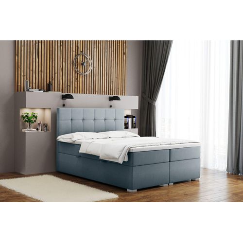Kaiser Möbel Boxspringbett mit matratze und bettkasten, Schlafbett LINDT stoff Velvet Hellgrau 120x200 cm