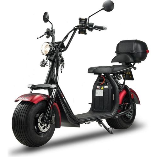 ELektroroller Motorroller BILI COCO STRONG 1500 W, 60V 20Ah Lithium Akku, 45 km/h, mit Alarm und Handyhalter, Rot
