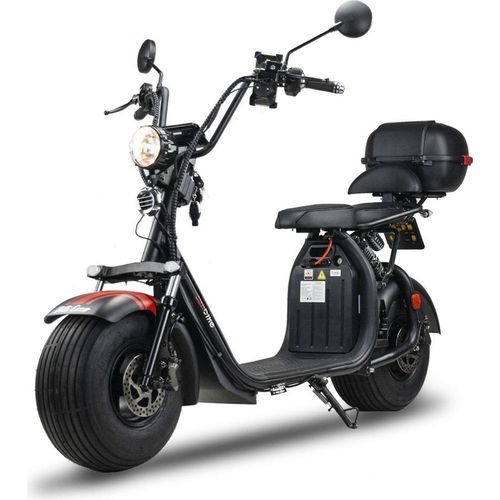 Elektroroller Motorroller BILI COCO STRONG 1500 W, 60V 20Ah Lithium Akku, 45 km/h, mit Alarm und Handyhalter, Schwarz