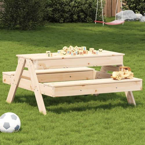 Ankonbej Picknicktisch mit Sandkasten für Kinder Massivholz Kiefer