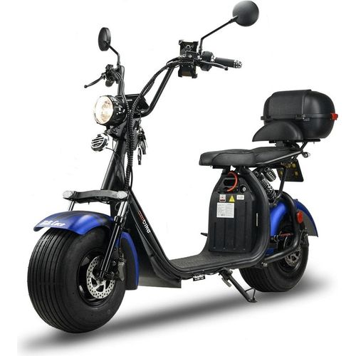 Elektroroller Motorroller BILI COCO STRONG 1500 W, 60V 20Ah Lithium Akku, 45 km/h, mit Alarm und Handyhalter, Blau