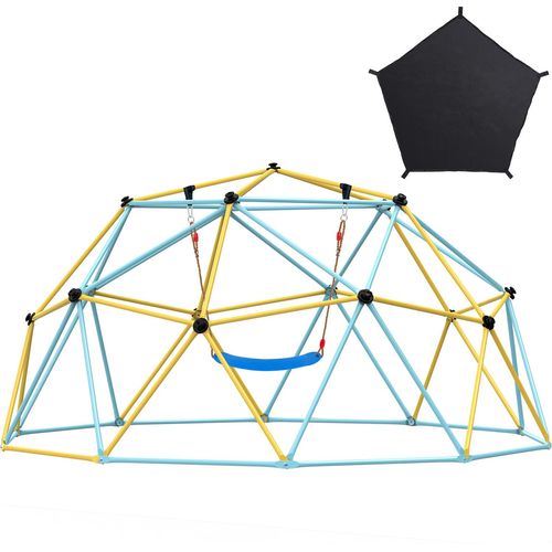 VEVOR Kletterkuppel 3,04 m geometrisches Klettergerüst mit Hängematte & Schaukel, für Kinder von 3 bis 10 Jahren, Klettergerüst 340 kg Tragfähigkeit, mit Klettergriff, Spielgerät für den Garten