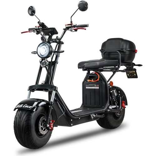 Elektroroller Motorroller BILI COCO G9 1500 W, 60V 24Ah Lithium Akku, 45 km/h, mit Alarm, Handyhalter, Bluetooth, Motorradkoffer, Schwarz