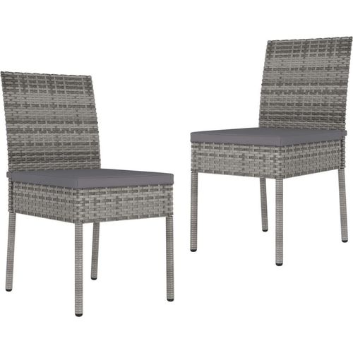Garten-Essstühle 2 Stk. Poly Rattan Grau