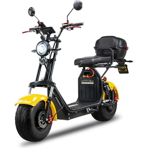 Elektroroller Motorroller BILI COCO G8 1500 W, 60V 20Ah Lithium Akku, 45 km/h, mit Alarm, Handyhalter, Bluetooth, Motorradkoffer, Gelb