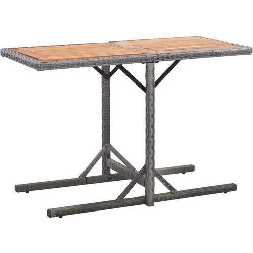 Gartentisch Anthrazit Poly Rattan und Massivholz Akazie