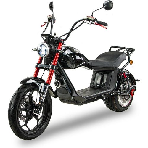 Elektroroller Motorroller BILI COCO BIG CHOPPER 3000 W, 60V 25Ah Lithium Akku, 45 km/h, mit Alarm und Bluetooth, Schwarz