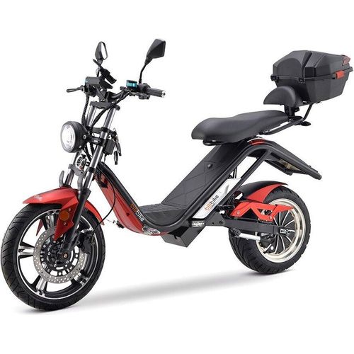 Elektroroller Motorroller BILI COCO DYNAMIC 17/12 3000 W, 60V 30Ah Lithium Akku, mit Alarm, Handyhalter, Motorradkoffer, Seitentaschen, 45 km/h, Rot