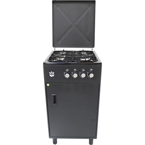 Gasmann 50cm Standherd SHG5050F Schwarz mit Flaschenfach Propan 50 mbar 4 Gas-Kocher mit 1m Gasschlauch und Regler