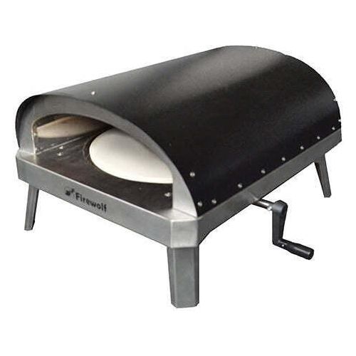 FIREWOLF® LITTLE JOE Pizzaofen | Outdoor Garten draußen | Gaspizzaofen 500 °C| Drehbarer Pizzastein 13“ mit Kurbel, Pizzaschieber, Gasschlauch