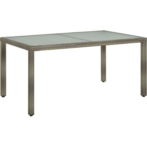 Gartentisch 150x90x75 cm Hartglas und Poly Rattan Grau