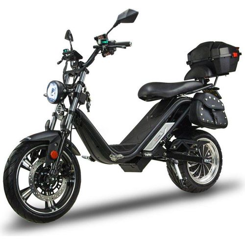 Elektroroller Motorroller BILI COCO DYNAMIC 17/12 3000 W, 60V 30Ah Lithium Akku, mit Alarm Handyhalter, Motorradkoffer, Seitentaschen, 45km/h, Schwarz