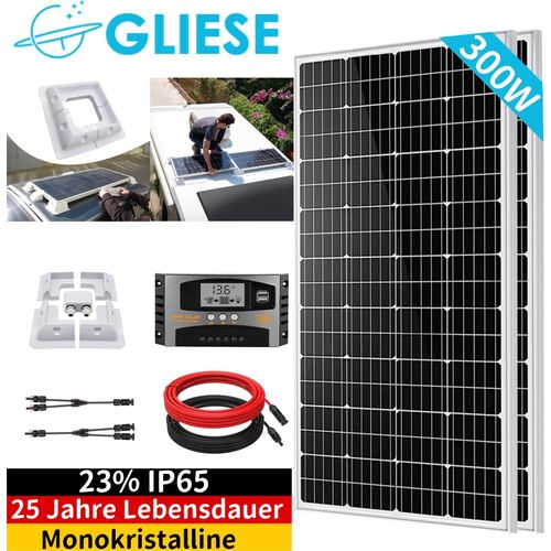 Solarmodul Kit 300W Balkonkraftwerk Photovoltaik-Solaranlage 12V MONO PV System mit Wohnmobilhalterung Für Wohnmobil/Wohnwagen/Boot/Camping