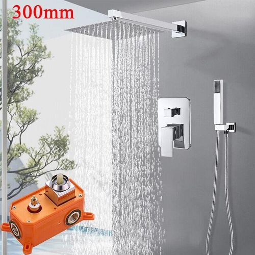 Unterputz Duscharmaturenset Badezimmer Edelstahl Duschgarnitur mit Duschkopf 30*30cm