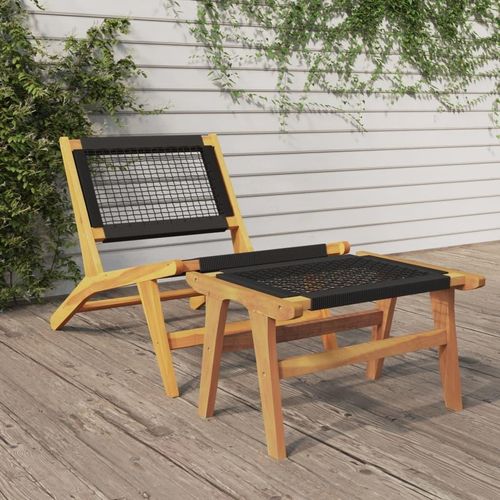 Ankonbej Gartenstuhl mit Fußstütze Massivholz Teak und Polyester
