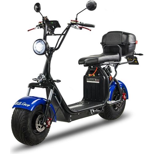 Elektroroller Motorroller BILI COCO G6 1500 W, 60V 20Ah Lithium Akku, 45 km/h, mit Alarm, Handyhalter, Bluetooth, Motorradkoffer, Blau