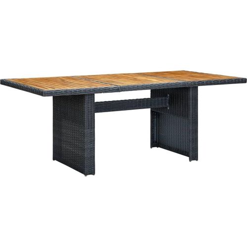 Gartentisch Dunkelgrau Poly Rattan und Akazie Massivholz