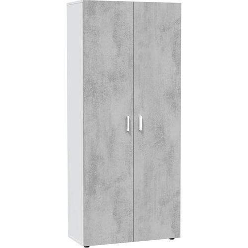 Mehrzweckschrank ></noscript>Tidy< in Weiß / Beton Grau - 80x182x37 (BxHxT)