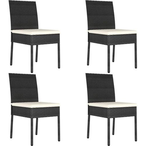 Garten-Essstühle 4 Stk. Poly Rattan Schwarz