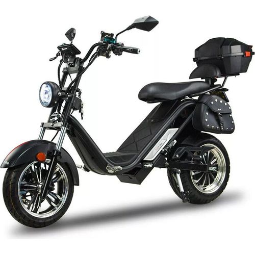 Elektroroller Motorroller BILI COCO DYNAMIC 13/13 4000 W, 60V 38Ah Lithium Akku, mit Alarm Handyhalter Motorradkoffer Seitentaschen, 45 km/h, Schwarz