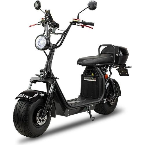 Elektroroller Motorroller BILI COCO G6 1500 W, 60V 20Ah Lithium Akku, 45 km/h, mit Alarm, Handyhalter, Bluetooth, Motorradkoffer, Schwarz