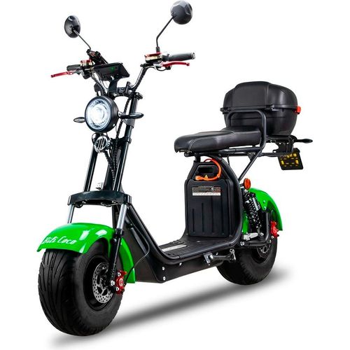 Elektroroller Motorroller BILI COCO G9 1500 W, 60V 24Ah Lithium Akku, 45 km/h, mit Alarm, Handyhalter, Bluetooth, Motorradkoffer, Grün