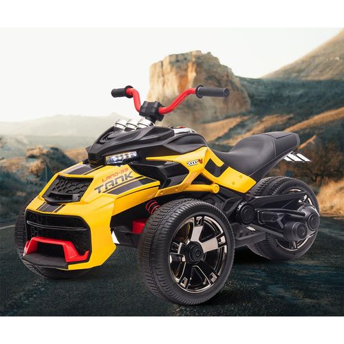 Kinder Elektroauto USB-Bluetooth Dreirädriges Elektro-Motorrad Elektro-Kinderauto 2*25W Motor für Kinder ab 3 Jahren Gelb