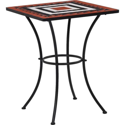Mosaik-Bistrotisch Terrakottarot und Weiß 60 cm Keramik