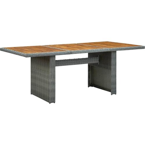 Gartentisch Hellgrau Poly Rattan und Akazie Massivholz