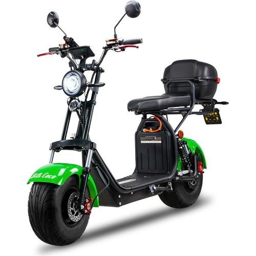 Elektroroller Motorroller BILI COCO G8 1500 W, 60V 20Ah Lithium Akku, 45 km/h, mit Alarm, Handyhalter, Bluetooth, Motorradkoffer, Grün