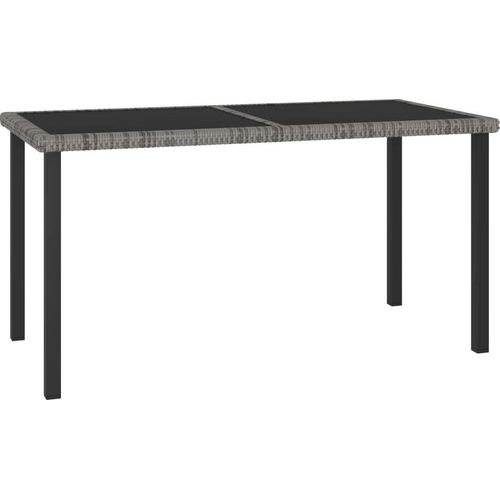 Garten-Esstisch Grau 140x70x73 cm Poly Rattan