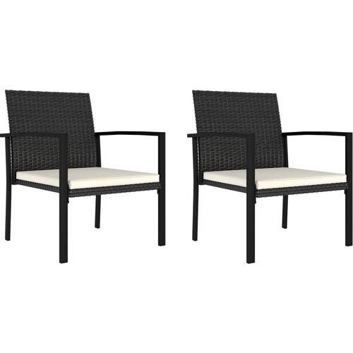 Garten-Essstühle 2 Stk. Poly Rattan Schwarz