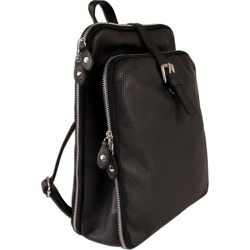 Toscanto Reißverschluss Druckverschluss Cityrucksack schwarz Leder ORTM102RS