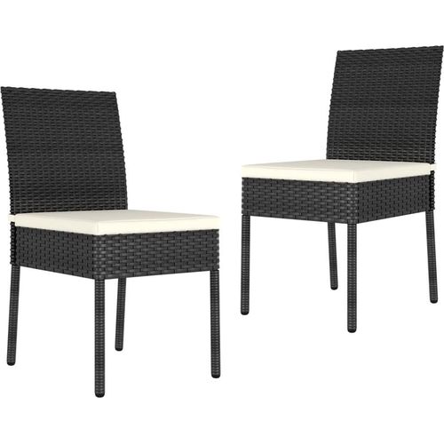 Garten-Essstühle 2 Stk. Poly Rattan Schwarz