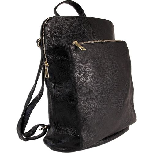 Toscanto Reißverschluss Cityrucksack schwarz Leder ORTM103RS